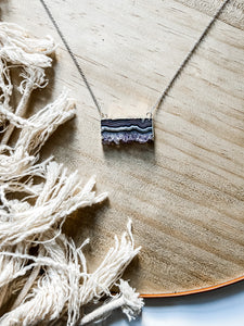 Rectangle Light Amethyst Waves - Silver